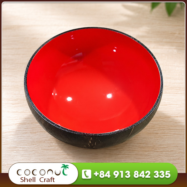 Red Interior Lacquered Coconut Shell Bowl - SM001